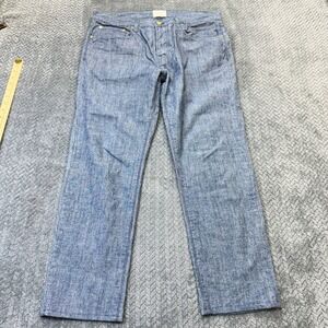 Sid Mashburn Chambray Pants Mens 35x28 Blue Straight Leg Made in USA
